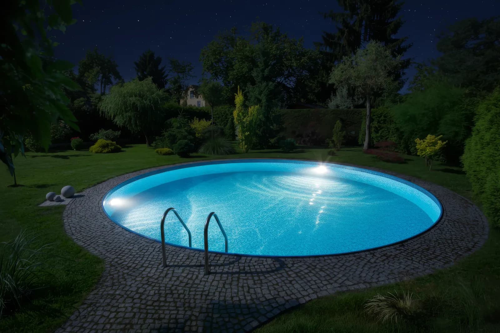 Gece aydınlatmalı Bora havuz